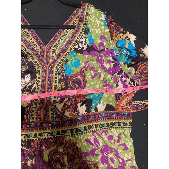 ECI New York Dress Floral Boho Multicolor V Neck Stretch Tie Size XXL (2XL) - Picture 7 of 10